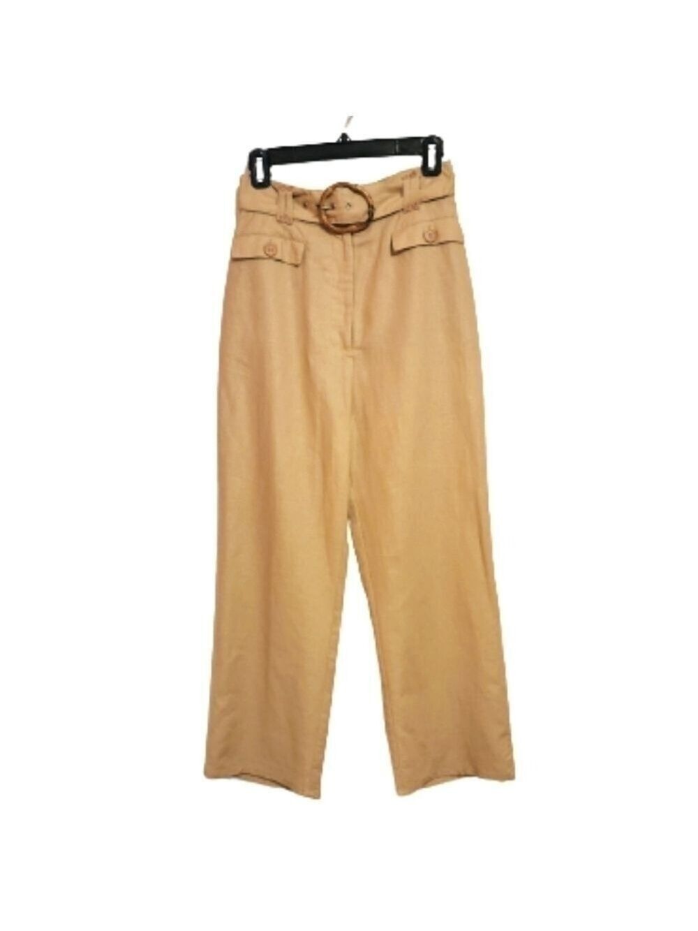 Finders Keepers Tan Linen Wide Leg Pants Size 4